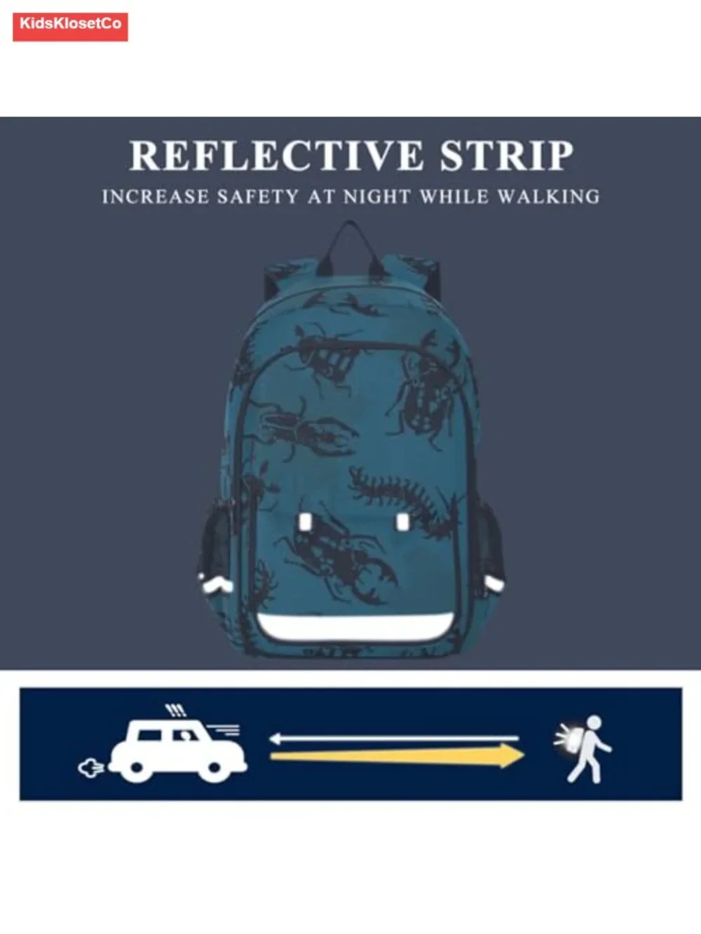 Kids Lightweight School Backpack with Reflective Strips Polyester
